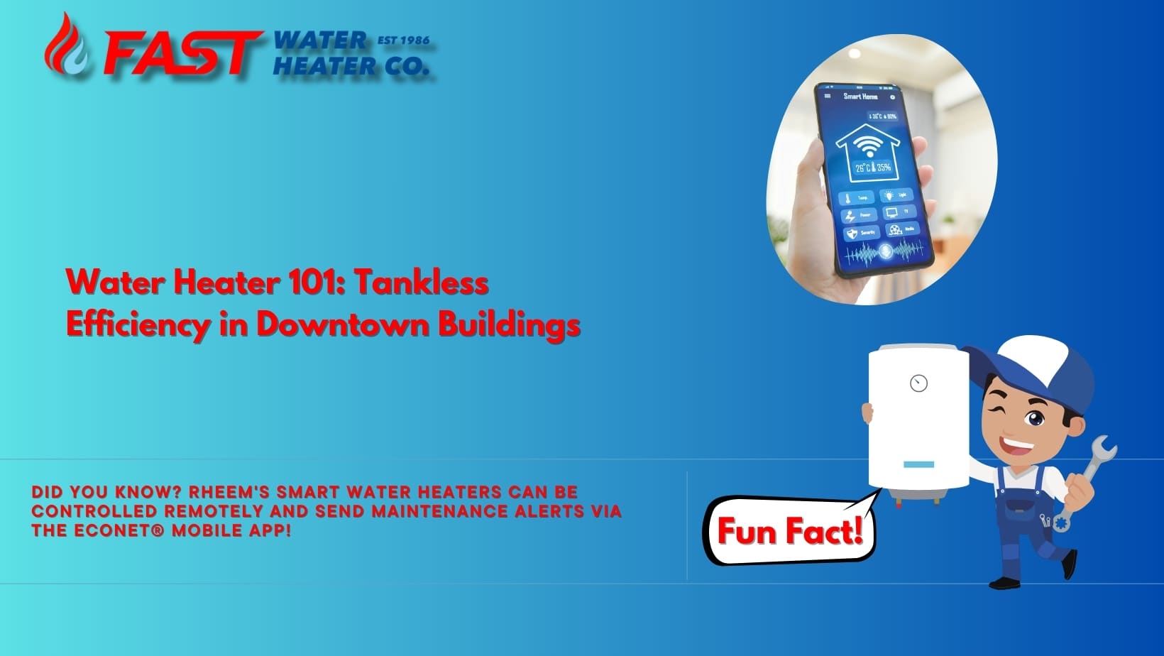 Did you know? Rheem's smart water heaters can be controlled remotely and send maintenance alerts via the EcoNet® mobile app​!